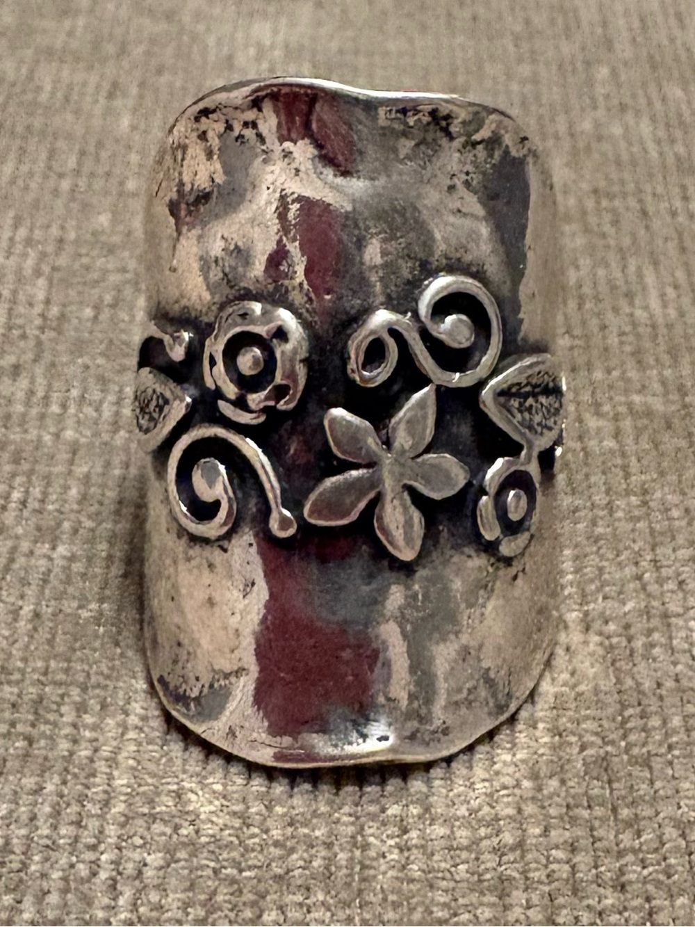 Silpada 925 Sterling Silver Floral Scroll Statement Ring size 7
